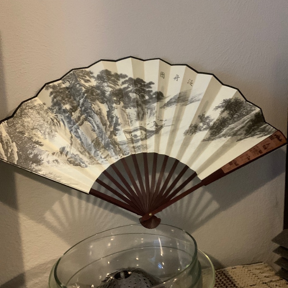 Beautiful Chinese fan in decorative box